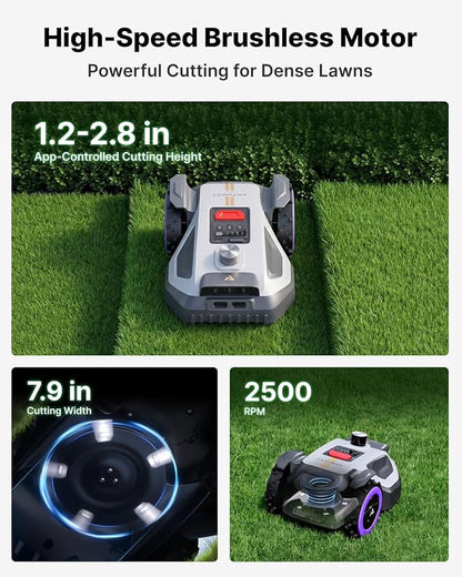ANTHBOT M9PRO Robot Lawn Mower 1/4 Acre, LIDAR+Dual Vision+Full-Band RTK Robotic Lawnmower, No Perimeter Wire, App Control Obstacle Avoidance, 45% Slope, Cutting Height, Multi-Zone Mapping