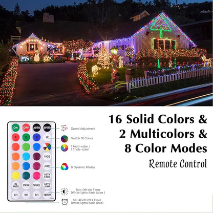 Vigdur 66FT Solar Rope Lights Outdoor - 200 LEDs 18 Color Changing Fairy Lights Outdoor Waterproof with Remote & Timer & 8 Lighting Modes, Solar String Lights for Xmas Garden Fence Tree Party