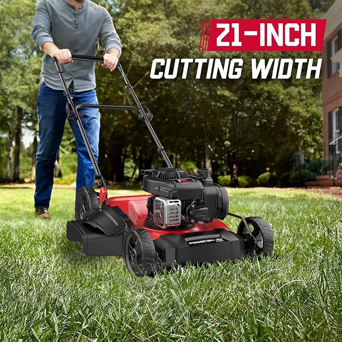 PowerSmart 21" Push Lawn Mower with Briggs&Stratton 125cc Engine, 2-in-1 Mulching and Side Discharge, Easy Assembly & Lightweight, Cordless Push Lawn Mowers for Garden Yard