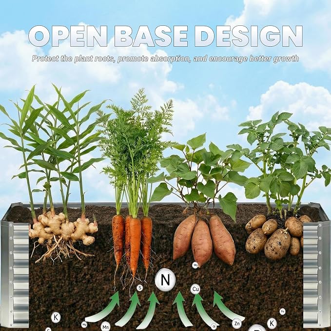 8x2x2 FT Galvanized Raised Garden Bed, Rectangle Elevated Metal Outdoor Planter Box, Large Planter for Flowers, Vegetables, Fruit and Herbs, 24-Inch Ergonomic Height Helps Reduce Bending, Open Bottom