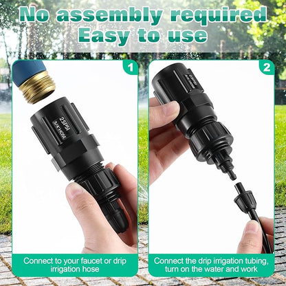 8 Set Drip Irrigation Faucet Adapter Kit, 25 PSI Garden Hose Pressure Regulator, 1/4'' Drip Irrigation Tubing to 3/4'' Faucet, Plumbing Tape
