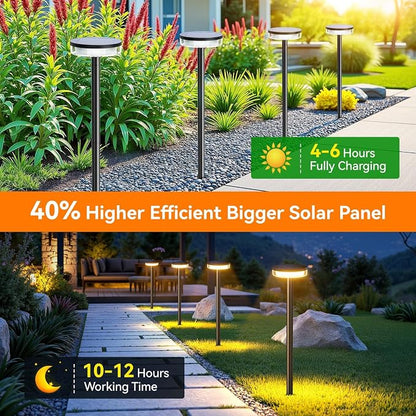LETMY Solar Pathway Lights Outdoor, 4 Pack 2X Brighter Solar Lights Outdoor Waterproof, Taller Pathway Light with Larger Panel, Auto On/Off Up to 12Hrs Driveway Light for Yard Outside Patio Path Lawn