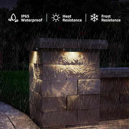 SUNVIE 7 Inch Retaining Wall Lights 5W LED Hardscape Lighting 12V-24V Low Voltage Step Lights 3000K Warm White Waterproof Outdoor Landscape Lighting for Patio Walls Stairs, 12-Pack with Connectors