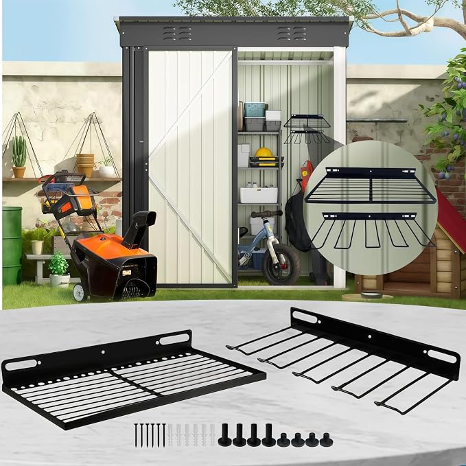 Resin Shelf Accessory Outdoor Sheds Storage,Compatible with Suncast shed Accessories,with EZ Bolt Assembly (1)