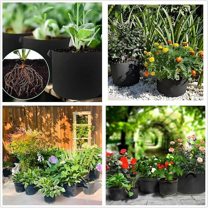 ANSLYQA 15-Gallon Grow Bags, (10 Pack) Thickened Aeration Fabric Growing Pots Planters with Handles for Planting Vegetables Plants, Black