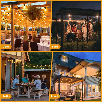 GvvooHome LED Outdoor String Lights 36FT Patio Lights with 13 Shatterproof S14 Replaceable Bulbs(1 Spare), Outside Hanging Lights Waterproof for Porch, Deck, Garden, Backyard, Balcony, 2700K Dimmable