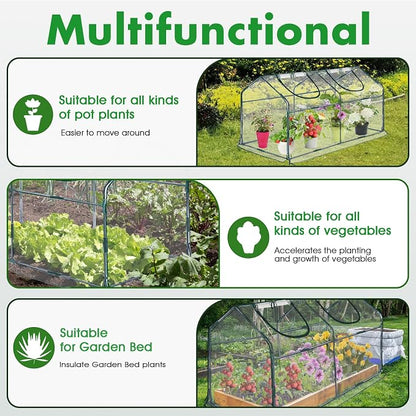 Mini Greenhouse for Outdoor,Portable Small Tunnel Greenhouses for Outdoors with Roll up Zipper Door for Gardening Plant,UV Waterproof Cover with 8 Ground Stakes (Clear, 71" x 36" x 36")