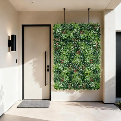 8PCS Grass Wall Panels, 20"x20" Artificial Ivy Greenery Wall Backdrop, UV-Anti Faux Boxwood Grass Panels Green Wall Decor for Garden Patio Balcony