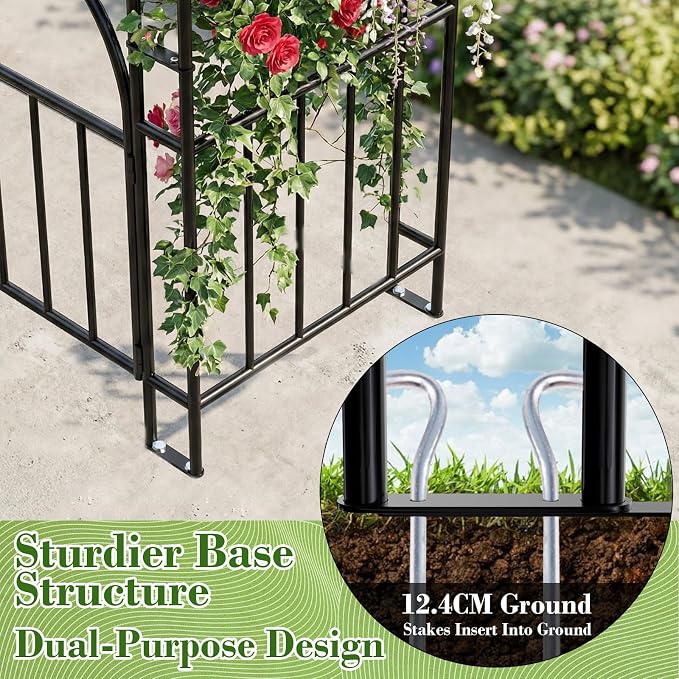 7FT Garden Arch Arbor Heavy Duty Metal Arbour Archway Garden Arch Trellis for Climbing Plants Outdoor