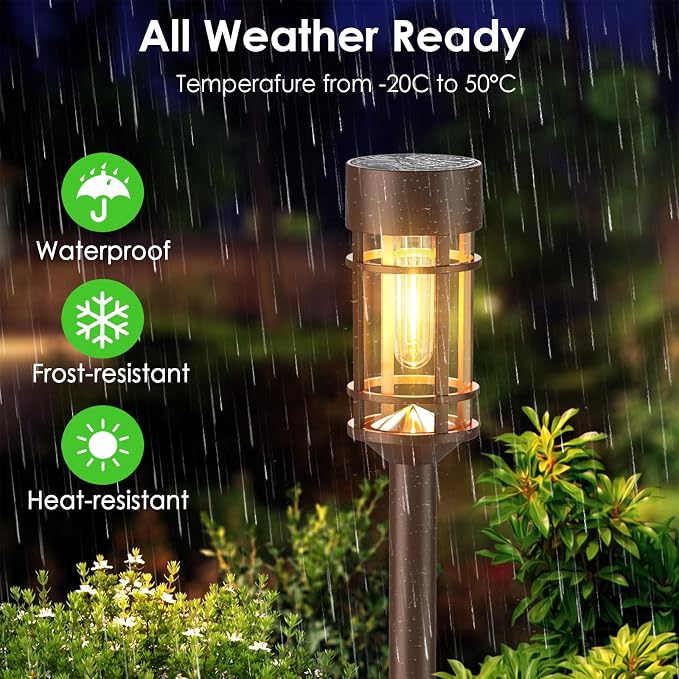 Mancra 8 Pack Solar Outdoor Lights, Bright Up to 12 Hrs Solar Lights for Outside, Waterproof Solar Garden Lights for Patio, Yard and Landscape, Brown