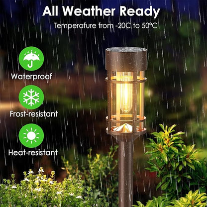 Mancra 8 Pack Solar Outdoor Lights, Bright Up to 12 Hrs Solar Lights for Outside, Waterproof Solar Garden Lights for Patio, Yard and Landscape, Brown