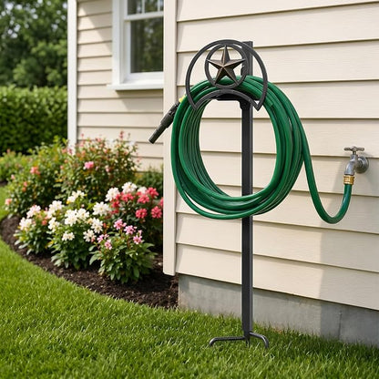 GOFORWILD Garden Hose Holder, Star Decorative, Durable Wall Hose Hanger, Hose Reel, Holds 125-Feet of 5/8-Inch Hose, Made of Gauge Steel