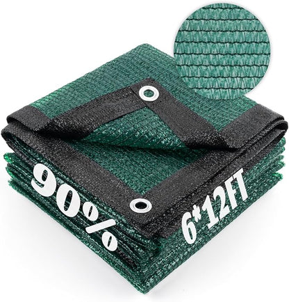 Cool Area 90% Sun Shade Cloth Mesh Tarp with Grommets for Plant Cover 6x12ft Patio Canopy Garden Pergola Greenhouse Car Barn Kennel Dark Green