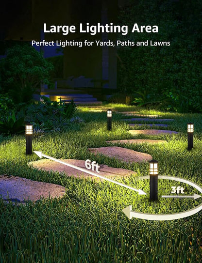 SUNVIE 12-Pack Low Voltage Landscape Pathway Lights 3W Outdoor Landscape Lighting 3000K 12-24V LED Bollard Path Lights Wired CRI 90+ Aluminum Pathway Lighting for Walkway Yard Garden, ETL Listed Cord
