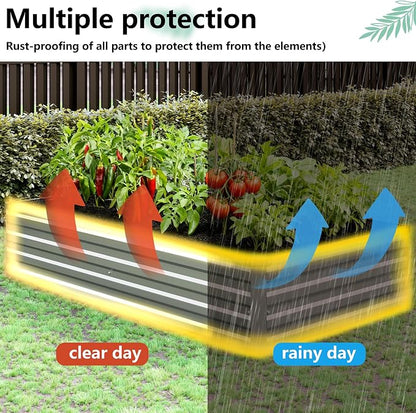 Vengarus 2PCS 8x2x1ft Galvanized Raised Garden Beds Kit,Planter Box Silver | Galvanized Steel, Rectangular Metal Planter Raised Beds, Vegetables, Herbs, Flowers, Easy Assembly, Rustproof Safe Backyard