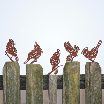 Rusty Birds Decoration, Outdoor Bird Wall Decor, Metal Bird Yard Decor, Garden Sculptures, Yard Art, Fence Decorations, Rustic Garden Decor, Metal Birds Craft Statue Ornaments