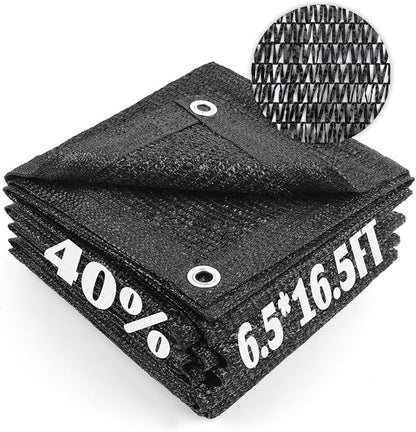 Cool Area 40% Sun Shade Cloth Mesh Tarp with Grommets for Plant Cover 6.5x16.5ft Patio Canopy Garden Pergola Greenhouse Car Barn Kennel Black