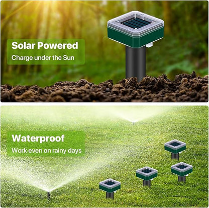 Tirgo Snake Repellent for Yard Mole Repellent Solar Powered Stakes Ultrasonic Rodent Gopher Groundhog Deterrent Outdoor Waterproof Lawns Vegetable Garden Animal Pest Repeller