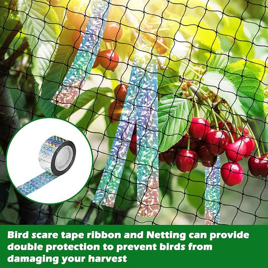 BSTPCOO Chicken Netting Roof Hawk 100'x100' with 2" Mesh, Heavy Duty Bird Nettings for Garden with Birds Scare Tape, Nylon Bird Netting for Chicken Coop, Avian Nettings Deer Fence Fruit Tree Net