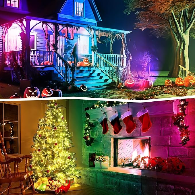 RGBW Landscape Lights 120V Plug in - 16 Colors & Modes Color Changing Metal Spotlights with Remote for Outdoor Yard Garden Pathway Trees