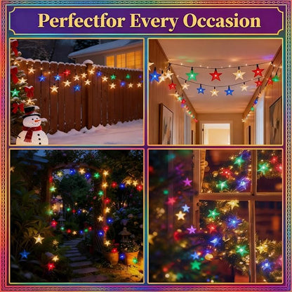 Twinkle Solar Star String Lights Outdoor Waterproof 39FT/100L Fairy Lights | 8 Modes Camping Garden Wedding Party Tree Holidays Backyard Patio