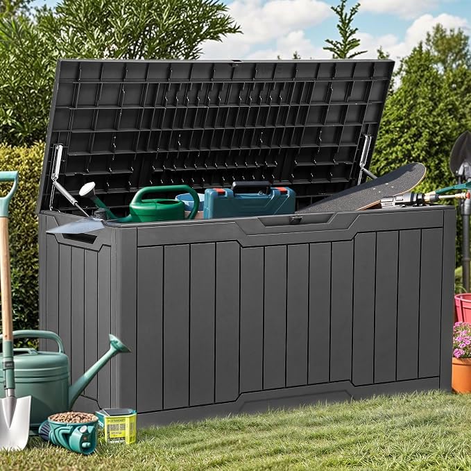YITAHOME 80 Gallon Outdoor Storage Box | Large Waterproof Resin Deck Box, Indoor Outdoor Lockable Storage Container for Patio, Garden, Cushions, Tools, Equipment