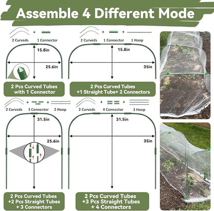 Garden Mesh Netting Kit for Raised Beds, 10 * 30FT Ultra Fine Plant Netting Covers with 6 Pcs Wide Garden Hoops & 12 Clips, Row Cover Net Protect Greenhouse Fruit Vegetable Flowers from Birds Bugs
