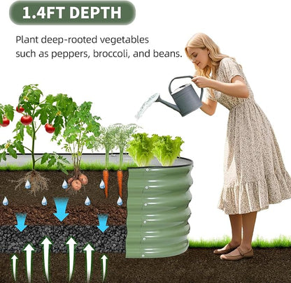1MORE Galvanized Raised Garden Bed- Planter Garden Boxes Outdoor, Raised Beds for Gardening,Metal Garden Bed Kit for Vegetables Flower, Planter Raised Beds.8x2x1.4ft Green-2pcs