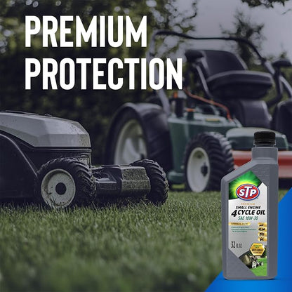 STP Premium Small Engine 4 Cycle Oil Formula, SAE10W-30 Small Engine Oil & Care Formula Reduces Wear for Lawnmower, Push Mower, Tractor, 32 Oz, STP (Pack of 2)