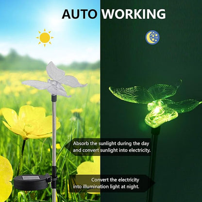 QIDEA Outdoor Solar Garden Stake Light - Color Changing Decorative LED Stake Lamp In-ground Landscaping Lighting for Garden Patio Yard Lawn Pathway Flower Bed Decor Decorations Figurine Butterfly