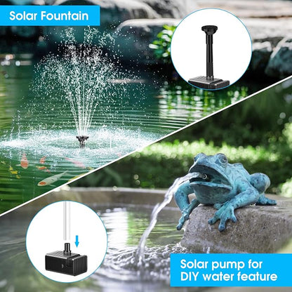 Biling 6.5W Solar Fountain for Bird Bath, Solar Water Pump with Multiple Nozzles, Solar Water Feature for Garden Yard Small Fish Pond, Attracts Birds with Flowing Water