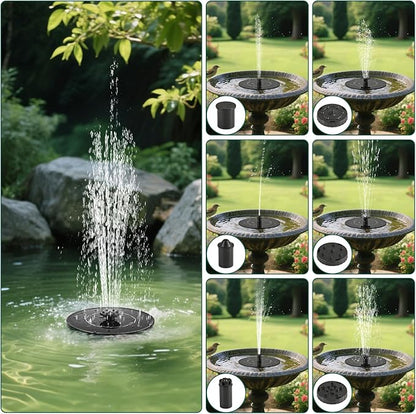 1.4W Solar Bird Bath Fountain Pump, Solar Fountain, Solar Powered Water Pump, Outdoor Water Fountain with 6-in-1 Nozzles, Free Standing Floating Solar Powered for Bird Bath, Pond, Pool, Outdoor