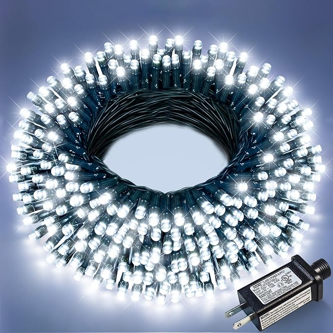 White Christmas Lights Outdoor, 66FT 200 LED Christmas Tree Lights Waterproof with 8 Modes, Plug in Connectable String Lights for Outside Bedroom House Patio Garden Party Decorations
