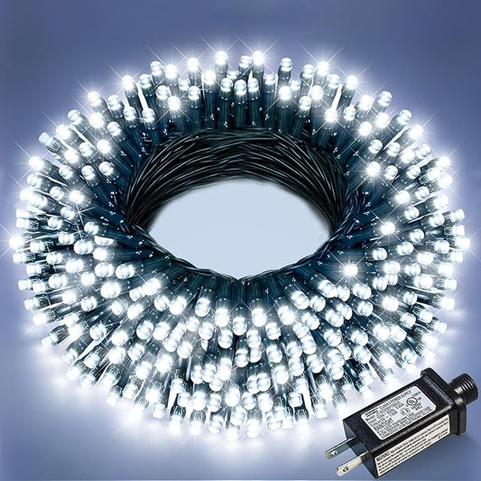 White Christmas Lights Outdoor, 66FT 200 LED Christmas Tree Lights Waterproof with 8 Modes, Plug in Connectable String Lights for Outside Bedroom House Patio Garden Party Decorations