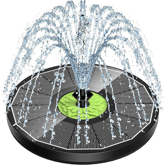 SZMP Upgraded 3.5W Full Glass Panel Solar Fountain for Bird Bath, Floating No-Installation Solar Powered Water Fountain Pump with 7 Nozzles, for Garden, Pond Decor (Black)