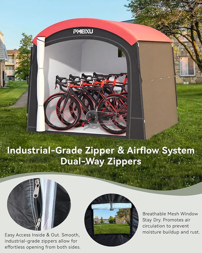Oversized Outdoor Bike Storage Shed, Portable 210D Oxford PU4000 Bike Tent for 4-5 Bicycles, All-Weather Garden Storage for Motorcycles, Riding Lawn Mowers, Patio Furniture & Gardening Tools