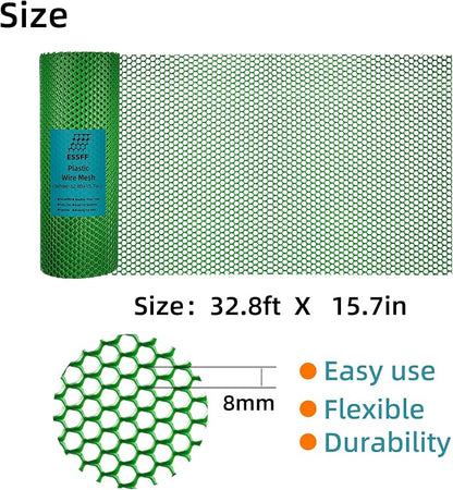 Pet & Garden Safeguard - 15.7IN x 32.8FT Roll - Green Plastic Netting, Multi-Use Decorative Fencing for Poultry, Dogs, Rabbits,Chicken and Snake Barrier