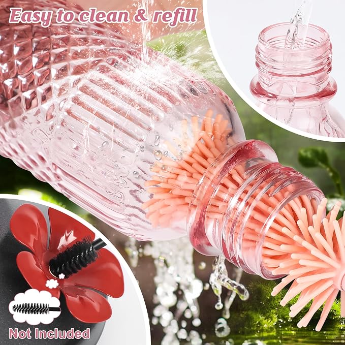 FEED GARDEN Glass Hummingbird Feeder for Outdoors Hanging, 16 OZ Humming Bird Feeders with 4 Bee Guard Feeding Ports & Built-in Ant Moat, Hummingbird Gifts for Mom Bird Feeder for Outside, Pink,2 Pack