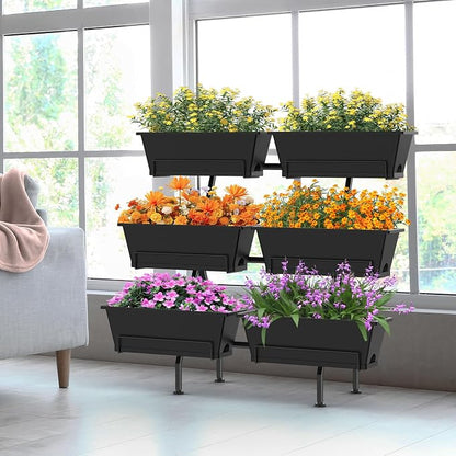 Sunexinlo Vertical Garden Planter Freestanding Raised Bed for Herbs Flowers Vegetables, Indoor Outdoor for Patio Balcony Deck