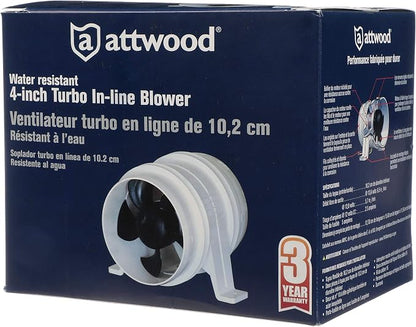 Attwood Turbo 4000 In-Line Bilge Blower 4 Inch 12V | High-output airflow supports efficient bilge ventilation and safety