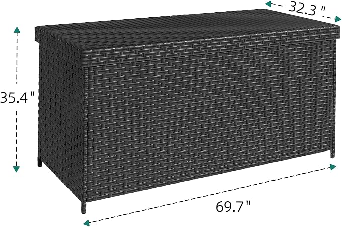 YITAHOME 260 Gallon Deck Box, XXL All-Weather Wicker Outdoor Storage Box | XXL Wicker Outdoor Storage Box, Oversized Rattan Storage Cabinet for Patio Furniture, Cushions, Pool Storage and Garden Tools
