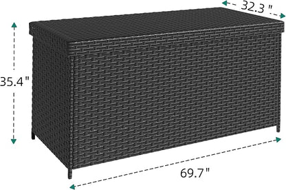 YITAHOME 260 Gallon Deck Box, XXL All-Weather Wicker Outdoor Storage Box | XXL Wicker Outdoor Storage Box, Oversized Rattan Storage Cabinet for Patio Furniture, Cushions, Pool Storage and Garden Tools