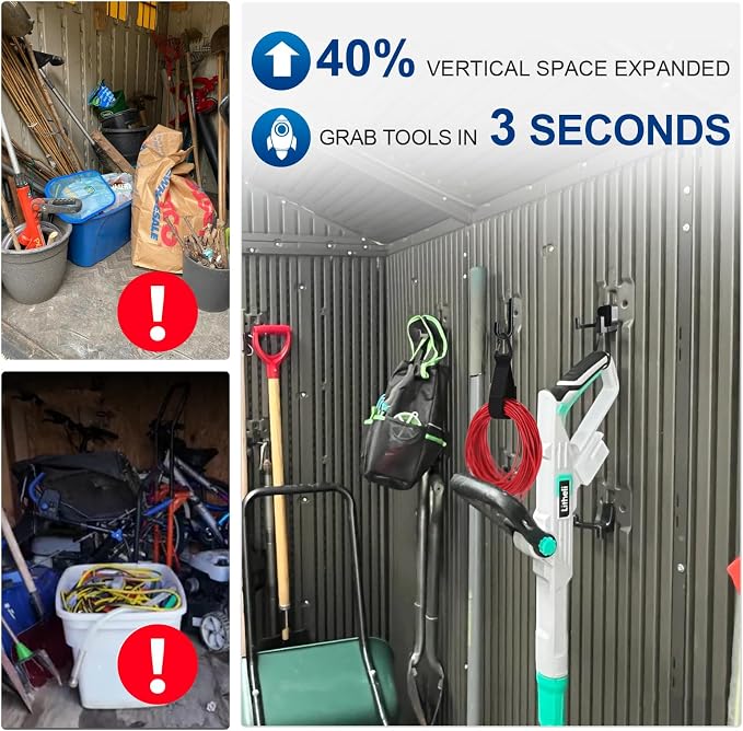 Shed Accessories for Suncast | Heavy Duty ABS Storage Shed Hooks | J&U Shape Tool Hooks Compatible with Craftsman&Suncast Storage Shed