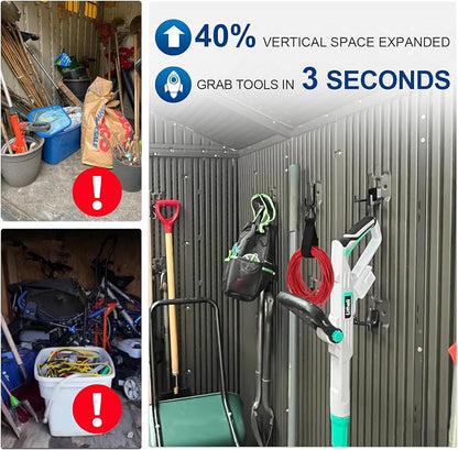 Shed Accessories for Suncast | Heavy Duty ABS Storage Shed Hooks | J&U Shape Tool Hooks Compatible with Craftsman&Suncast Storage Shed