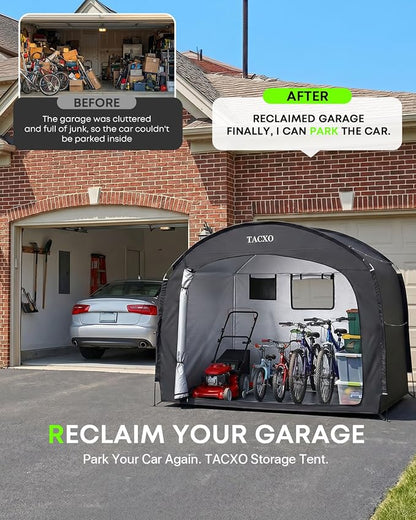 Bike Storage Shed Tent,Bike Cover Waterproof Outdoor Storage Shed with 30% More Top Storage Space for 4-5Bikes,Portable Bicycle Shelter for Motorcycle,Garden Tools,Lawn Mower