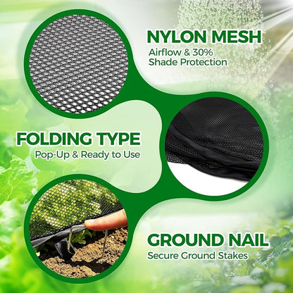 BobbleT Garden Covers for Raised Beds, Pop Up Mesh Plant Cover with 30% Sunblock Shade Cloth, Outdoor Raised Garden Bed Netting for Seedlings & Vegetables, 8 Metal Stakes,45" x 22" x 16"