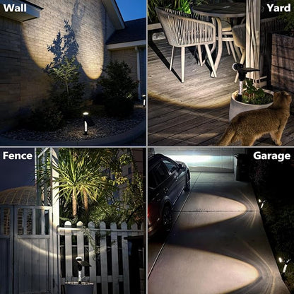 DenicMic Solar Spot Lights Outdoor Waterproof 5000K Cold White Lens LED | Adjustable Angle Long Throw Landscape Spotlights Solar Lights Outdoor for Yard Garden Wall Tree, Acrylic Lighted Pole，4 Pack