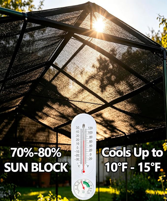 70% Black Sun Shade Cloth 12FT x 16FT, Outdoor Shade Netting with Grommets | UV Sunblock Fabric for Garden, Plants Cover, Greenhouse, Pergola, Patio, Porch & Chicken Coop,Tomatoes
