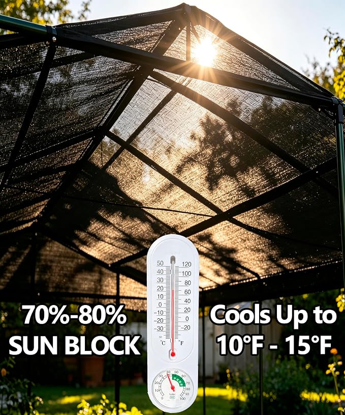 70% Black Sun Shade Cloth 12FT x 20FT, Outdoor Shade Netting with Grommets | UV Sunblock Fabric for Garden, Plants Cover, Greenhouse, Pergola, Patio, Porch & Chicken Coop,Tomatoes