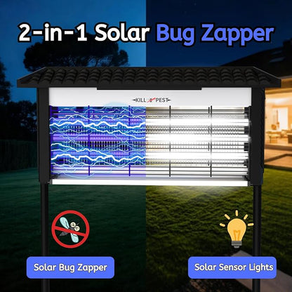 Solar Powered Bug Zapper Outdoor, 4500V Mosquito Trap with 45W Solar Panel, Fly Trap & Mosquito Killer, 8000mAh Battery, IPX5 Waterproof, Covers Up to 4000 Sq.Ft for Patio, Backyard, Garden